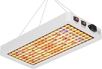 110V LED Plant Light Sunlike 500W Full Spectrum Indoor Panel Lamp 220V Red Blue Growth Box Veg/Bloom Modes Dimmable Greenhouse Tent Fill Lamp UV IR Mushroom Moss Hydroponic Lighting with Hook US Plug