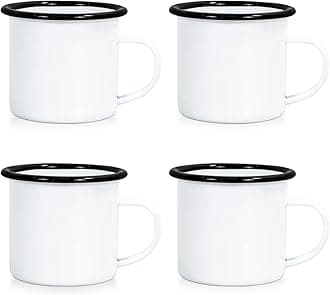 4 Pack Sublimation Blank Enamel Mug 12 OZ with Black Rim Camping Travel Coffee Metal Mug Can be used as a gift for Christmas Thanksgiving Mother's Day Father's Day