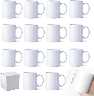Sublimation Coffee Mugs 11oz White Blank Ceramic Cups For Tea Cocoa With White Box Packing Set of 12Pcs