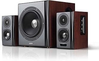 S350DB Bookshelf Speaker and Subwoofer 2.1 Speaker System Bluetooth v5.1 aptX Wireless Sound for Computer Rooms, Living Rooms and Dens