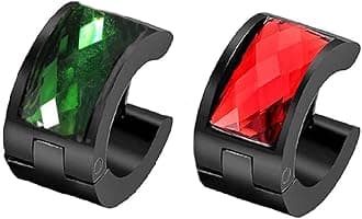 Jewelry Men's and Women's Muticolor Crystal Stainless Steel Studs Hoop Earrings