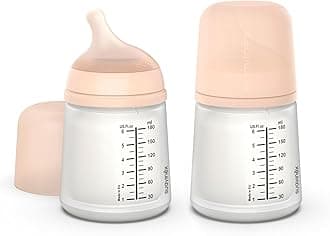 Suavinex Zero Zero Anti Colic Baby Bottle, No 1 Spanish Baby Bottle Brand, Minimizes Bottle Rejection & Nipple Confusion, Perfect for Combo Feeding, 2pk, 6oz/180mL, Fair Tone, Adaptable Flow Nipple