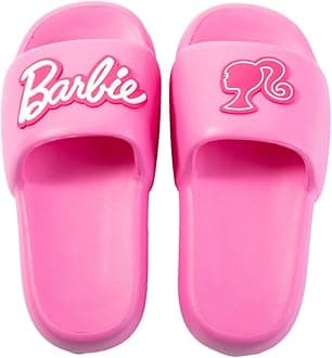Barbie Collection Bath Slippers - Kids' House Shoes, Girls' Bathroom Slippers, Pink Barbie Home Footwear