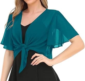 Women's Solid Puff Sleeve Kimono Short Cardigan Loose Cover Up Casual Blouse Top Chiffon