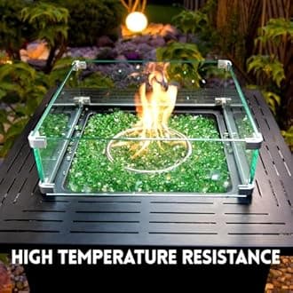 GasSaf 1/4 Inch Fire Glass Reflective Tempered Fireglass Cut Crushed FireGlass for Fire Pit, Fireplace, Replaces Existing Gas Logs & Lava Rocks (20 Pound)(Green Reflective)
