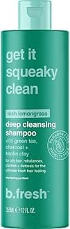 b.fresh Daily Cleanser Shampoo | Get It Squeaky Clean - Deep Cleansing for All Hair Types, Enriched with Green Tea + Charcoal to Clarify & Refresh Your Scalp, Lemongrass Scented, 12 Fl Oz