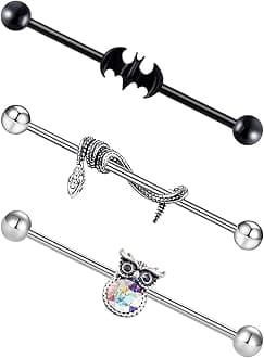 14G/16G 316L Industrial Barbell Cartilage Earring Surgical Steel Industrial Barbell Cartilage Earring Body Piercing Jewelry for Women Mens