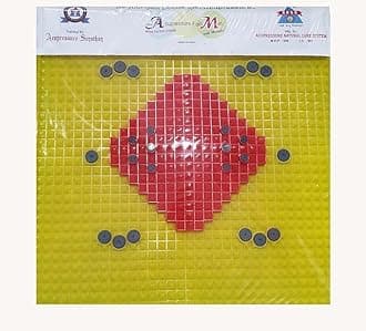 Acupressure Mat for Back Pain Relief, Small Size 3x3x3 Inches, With Pyramids and Magnets (Yellow)