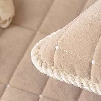 vctops Velvet Plush Plaid Quilted Throw Pillow Covers Super Soft Farmhouse Fluffy Fuzzy Couch Pillow Covers (Coffee,12"x20")