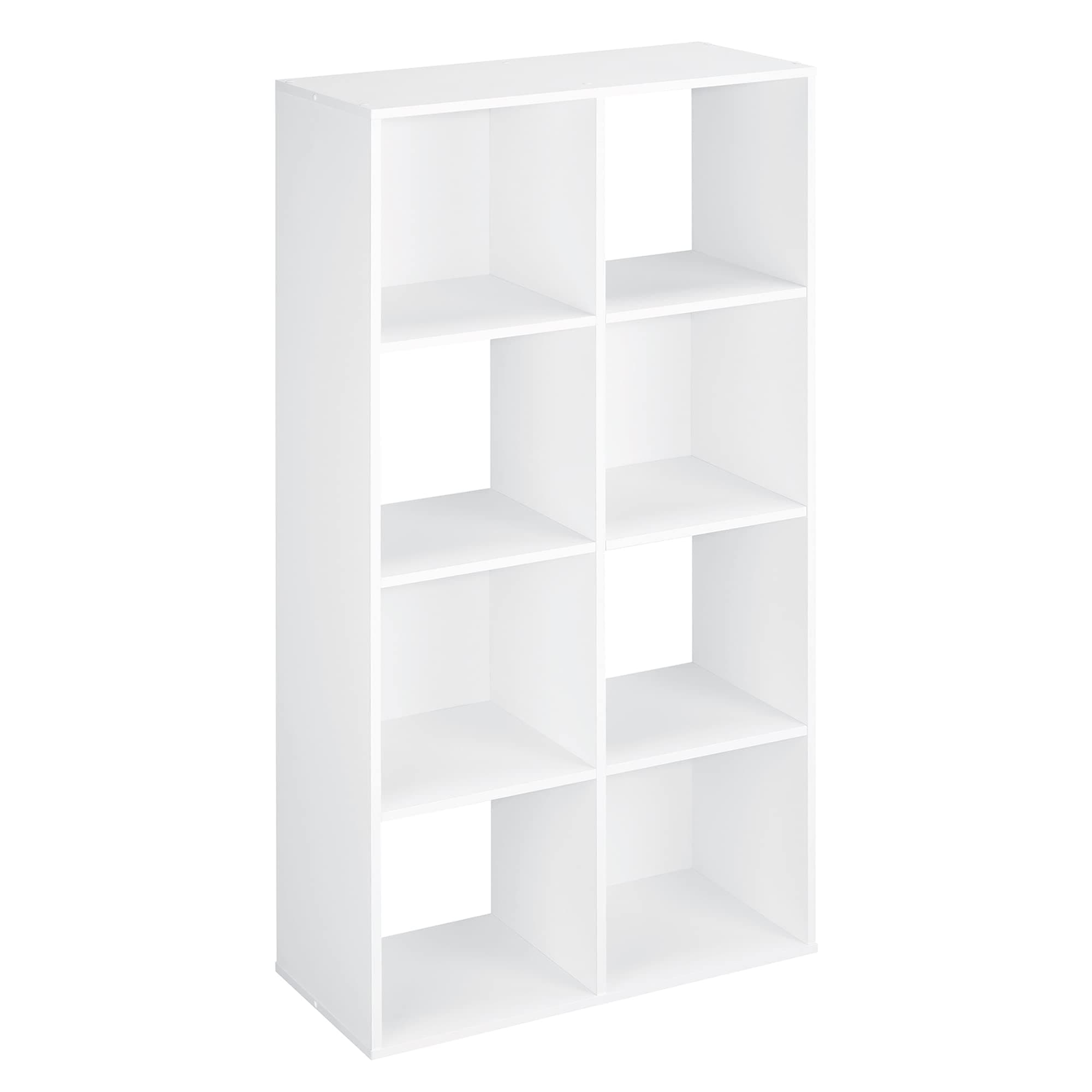 Cubeicals 8 Cube Storage Shelf Organizer Bookshelf, Stackable, Vertical or Horizontal, Easy Assembly, Wood, White Finish