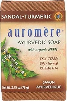 Auromere Ayurvedic Bar Soap, Sandal Turmeric - Eco Friendly, Handmade, Vegan, Cruelty Free, Natural, Non GMO (2.75 oz), 3 pack