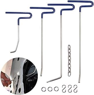 Mookis Car Dent Remover Tools Paintless Dent Repair Rods Tools 4 PCS Auto Body Dent Repair Rods for Car Dent and Hail Repair (Silver)