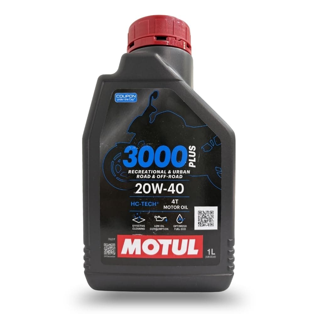 Motul 3000 4T Plus 20W-40 Engine Oil for Bikes | API SN HC-Tech | Smooth Clutch, Better Mileage & Engine Protection | 1L | Suitable for 4-Stroke Motorcycles | 1L