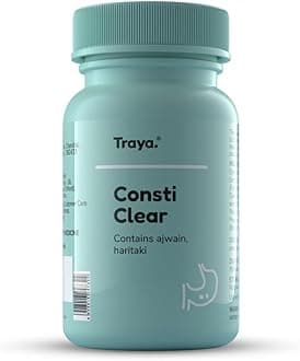 TrayaConsti Clear, Ayurvedic Constipation Relieving Supplement, For Improved Bowel Movement, Contains Ajwain, Triphala, Haritaki, Natural & Herbal (60 Tablets)
