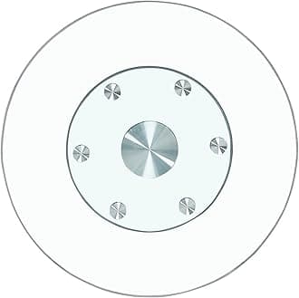 - 30" Glass Lazy Susan for Dining Table with 6 Rotating Wheels Table Top Centerpiece Kitchen Turntable Large Round Silent & Smooth Spin (Φ 30 Inch)