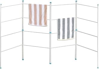 Multi Section Indoor Outdoor Folding Clothes Airer 2 3 4 Fold Foldable Section Horse Gate Laundry Dryer Rail Drying Rack Hanger White (4 Foldable Airer)