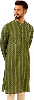 Men's Cotton/Silk Blend Lappet Kurta – Regular Fit with Mandarin Collar|Traditional Ethnic Festive Wear