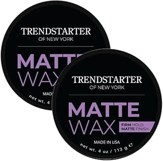 TRENDSTARTER Matte Wax (4oz) (PACK of 2) - Firm Hold, Matte Finish, Premium Water Based All-Day Styling Pomade for Men, Flake-Free for All Hair Types