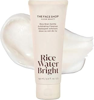 The Face Shop Rice Water Bright Rice Bran Gentle Exfoliating Cleanser - Hydrating, Moisturizing & Brightening Face Cleanser - Vegan Exfoliating Face Wash Face Scrub - Korean Skin Care Face Exfoliator