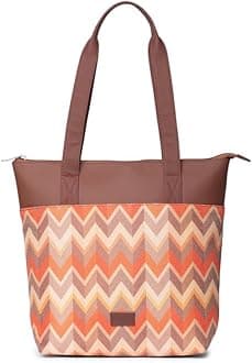 ZOUK Printed Women's Jute Handcrafted Vegan Leather Everyday Tote