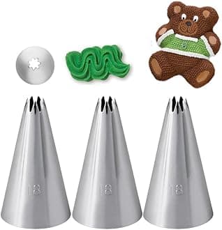 Piping Tip #18,Open Star Icing Tip for Cake Decorating,3 Pcs