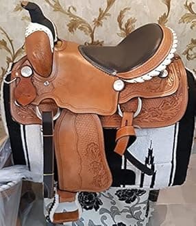 SUPREME SADDLERY Pony and Adult Leather Premium Classic Quality Handmade Horse Saddle Comfort Western Barrel Racing Trail Equestrian Horse Saddle Size 10" to 18" inches Seat MO2 (10 Inches Seat)
