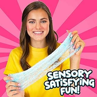 Fluffy Glitzy Bingsu Jar for Girls & Boys | Sensory Toys | Non-Sticky | Stress Relieving Tactile | (4-Pack, Pink, Blue, Purple & Green)