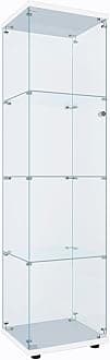 FLYMUHJIA Curio Cabinet Glass Display Case for Collectibles with 4-Shelf Display Shelves, 64.2'Hx16.9''Lx14.6''W White