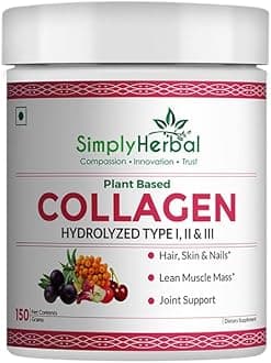 - Plant Based Collagen Powder Natural Peptide Builder Supplement Drink With Vitamin C, Silica, & Biotin For Skin Hair Nail Health Promote Bone Joint Function for Men & Women – 150 gm