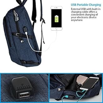 Mancro College Backpack, Business Slim Laptop Backpack, Anti-theft Water Resistant Computer Backpack w/USB Charging Port, Lightweight Travel Bag Fit 15.6 Inch Laptops & Tablets in Dark Indigo