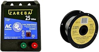 EAC25M-Z 25 Mile AC Powered Low Impedance Charger & Fi-Shock FW-00018D 250-Feet 17 Gauge Spool Aluminum Wire