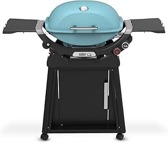 Q 2800N+ Liquid Propane Grill with Stand, Sky Blue – Wide 250°–700°F Temp Range with Plus Burner for Searing, Low‑Temp Roasting & High-Dome Lid