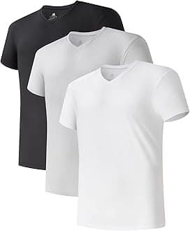 DAVID ARCHY Men's Undershirts Micro Modal Ultra Soft T-Shirts Stretch Moisture-Wicking Crewneck/V-Neck Tees for Men, 3-Pack