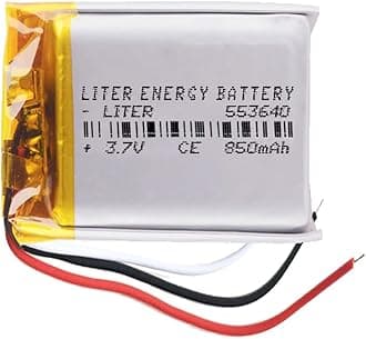 3 Cables, 553640 LiPo Battery, 3.7 V, 850 mAh, 3.145 Wh, 1S, 5C, Litre, Energy Battery, Rechargeable with PCM-Thermistor NTC Smartwatch, Electronic Clock, Not Suitable for Radio Control 42 x 36 x 5.5