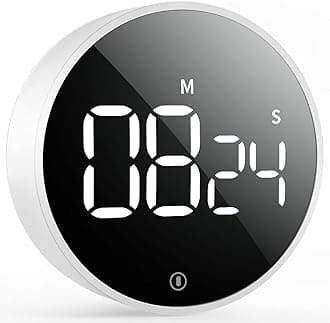 VOCOO Digital Kitchen Timer - Magnetic Countdown Countup Timer with Large LED Display Volume Adjustable, Easy for Cooking and for Seniors and Kids to Use (White)