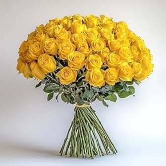 GlobalRose 100 Yellow Roses Bouquet - Responsibly Sourced Roses Fresh Flowers - Hand-Picked Flowers Fresh Bouquet for Graduation, Anniversary, Birthday & Special Occasions (4 Bunches of 25 Stems)