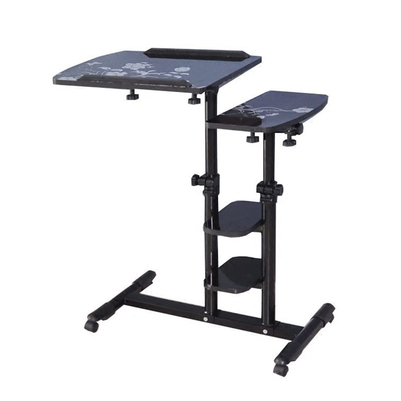 Overbed Table Adjustable Height,Folding Laptop Table with Mouse Board Under Sofa Over Chair Tables for Disabled, Hospital Bed Armchair Swivel Table