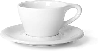 Lino Porcelain Cup & Saucer Double Cappuccino 6 oz (White, 6 oz, 6)