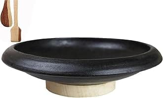 Craftsman India Online Deep Burned Clay Tawa/Pan For Cooking And Serving 10 Inch, Black