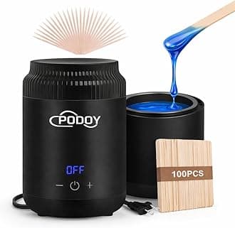 Podoy Mini Wax Pot Warmer for Hair Removal, Small Portable Travel Wax Melt Heater Machine Digital Display for SPA Salon Brow Body Nose Upper Lip Hair Waxing with 100 Waxing Sticks