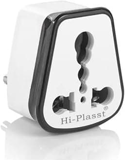 HI-PLASST 6A to 16A Converter Plug | 6 Amp to 16 Amps Converter Plug for 16A Extension Board with 16 Amp Socket & 16 Ampere Plugs Top – Compatible with A/C, Refrigerator, etc. (Black, 1 Piece)