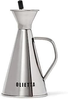 Olietta Olive Oil Dispenser Bottle Stainless Steel Non Drip Leak Proof No Mess Vinegar Pourer & Kitchen Drizzler 8.5 oz 250ML 0.25 Litre Great for Pouring & Drizzling Easy to Clean & Leakproof