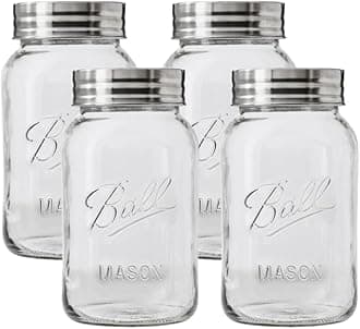 4 Pcs Regular Mouth 32-Ounces Mason Jar with Lids and Bands Clear
