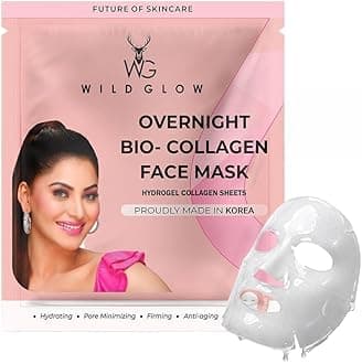 WILDGLOW Korean Glass Skin Bio-Collagen Overnight Face Mask for Deep Hydration, Pigmentation, Anti-Aging & Pore Minimizing | Hyaluronic Acid, Niacinamide, Vitamin E & Centella | Pack of 4