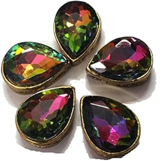 Mahabal Creations - Kundan Stones Glass Beads for Craft, Embroidery and Jewellery Making (20MM Drop 10Pcs Multicolor)