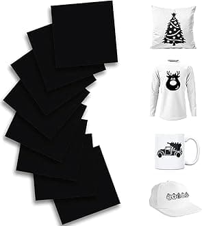 KASYU Infusible Transfer Ink Sheets Bundle for Cricut Mug Press,Black Infused Ink Paper for Sublimation,8Pcs 12x11.8Inch Pre-Inked Sublimation Transfer Paper for Poly Fabric/Coaster