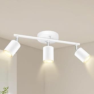 BoostArea LED 3 Light Track Lighting Kit, White 3 Way Ceiling Spot Lighting, Flexibly Rotatable Light Head for Kitchen, Living Room, Bedroom, GU10 Bulb Not Included