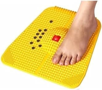 Acupressure Foot Magnetic Massager Mat For Blood Circulation Stress Pain Relif Mat For Men Women (Yellow)