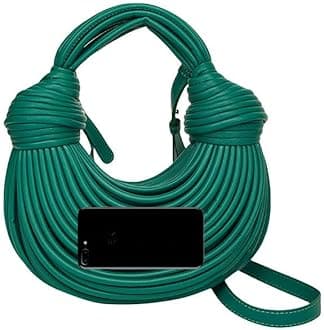 Hand-Woven Bread Women's Clutch Top Handle Satchel Shoulder Crossbody Creative Noodles Purses Underarm Bag Handbag