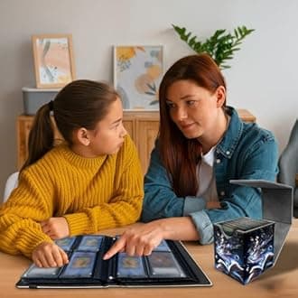 RWUTYTIUL Book Butterfly 4 Pocket Trading Cards Album + MTG Commander Deck Box, Trading Card Binder Holder with 240 Card Protector, Expandable PU Card Book Collectable Board Game Magic Card Binder